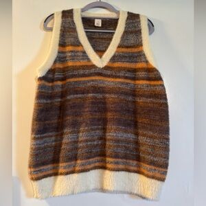NWOT Like Love Striped Brown and Orange Knit Vest